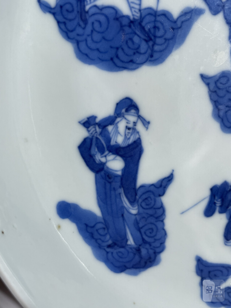清晚期 青花八仙祝寿图洗 - 图8